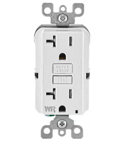 Leviton 20 Amp 125-Volt Duplex Self-Test Tamper Resistant/Weather Resistant GFCI Outlet, White GFWT2-KW