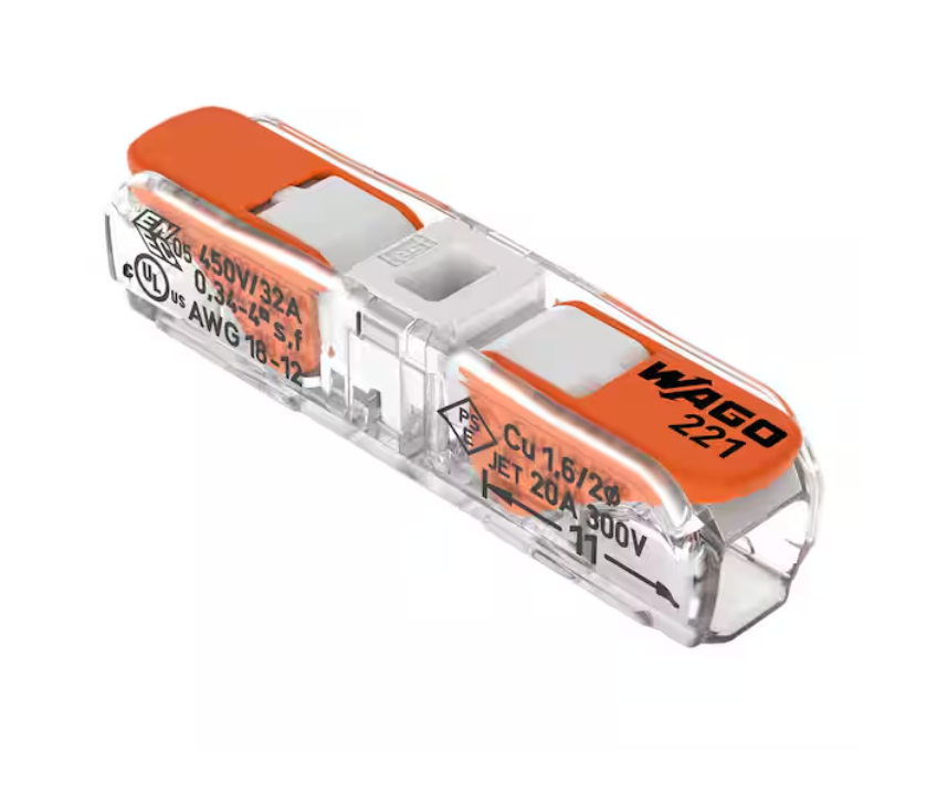 WAGO 221-2401K000006 Lever-Nuts Inline 2 Wire Splicing Connectors (10-Pack)