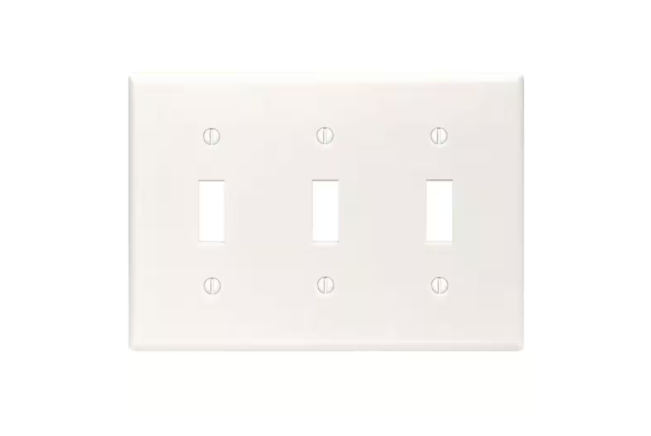 Leviton 3-Gang White Toggle Plastic Standard Wall Plate (1-Pack) 88011-W