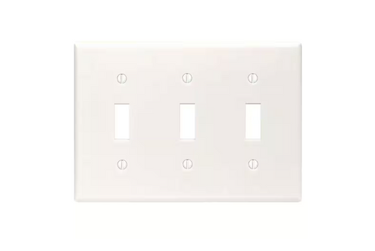 Leviton 3-Gang White Toggle Plastic Standard Wall Plate (1-Pack) 88011-W