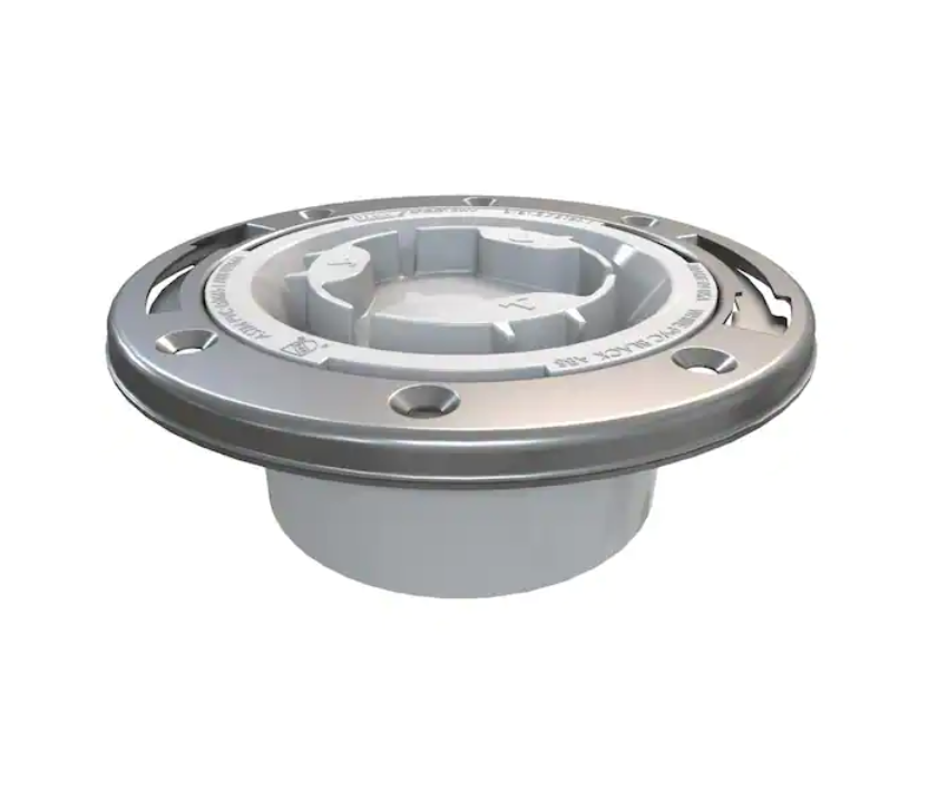 Oatey Fast Set 4 in. PVC Hub Spigot Toilet Flange with Test Cap and Stainless Steel Ring