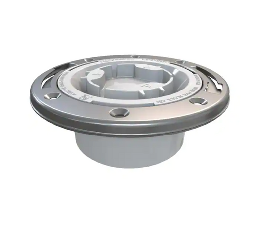Oatey Fast Set 4 in. PVC Hub Spigot Toilet Flange with Test Cap and Stainless Steel Ring