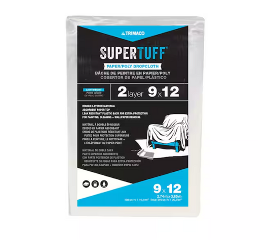 TRIMACO Trimaco 12 ft. x 9 ft. Whites Paper Drop Cloths (2 -Pack)