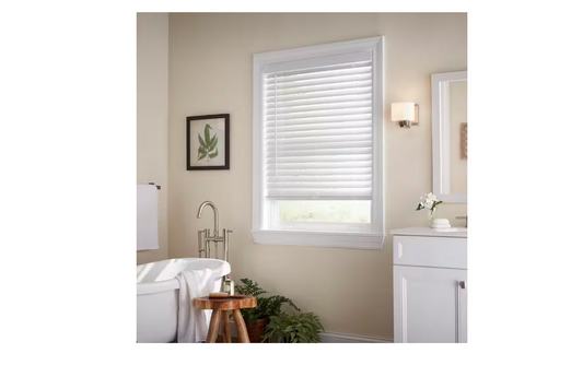 Home Decorators Collection White Cordless Faux Wood Blinds for Windows with 2 in. Slats - 35 in. W x 48 in. L (Actual Size 34.5 in. W x 48 in. L)