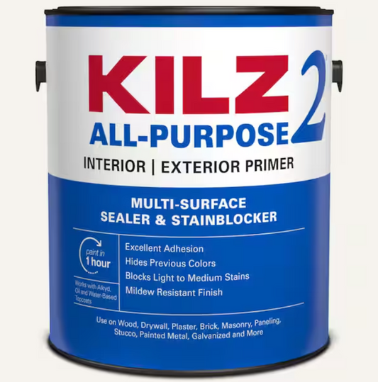 KILZ KILZ 2 ALL PURPOSE 1 gal. White Interior/Exterior Multi-Surface Primer, Sealer, and Stain Blocker