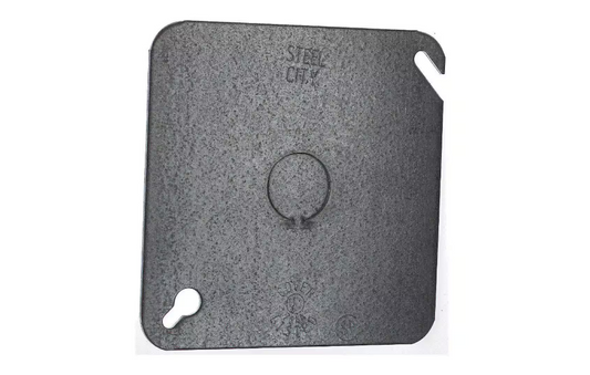 Steel City 4 in. Flat Metallic Square Cover with 1/2 in. Knockout (52C6-50R)
