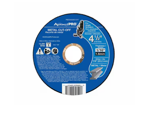 Avanti Pro 4-1/2 in. x 1/16 in. x 7/8 in. Thin Kerf Metal Cut-Off Disc