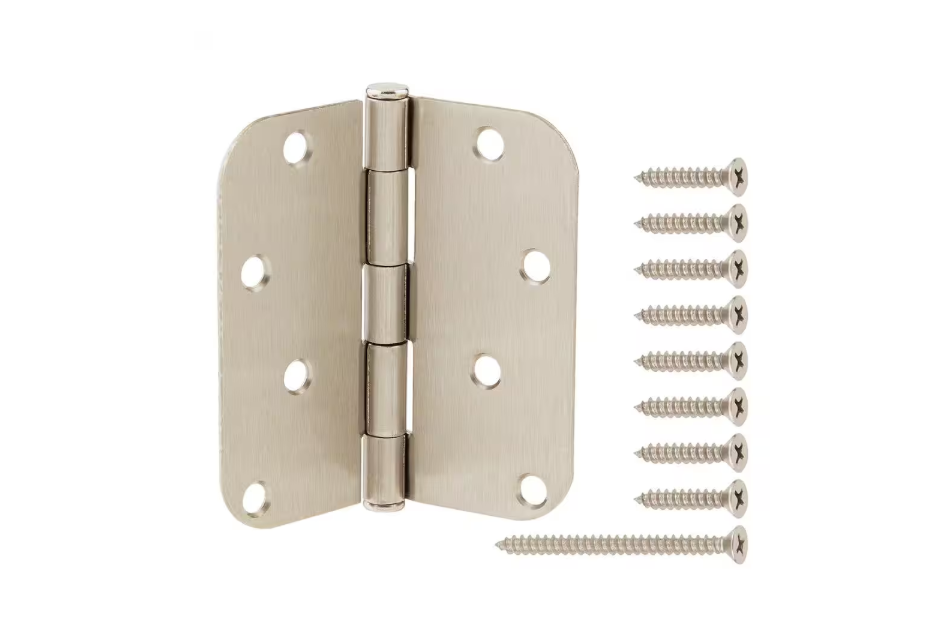 Everbilt 4 in. x 5/8 in. Radius Satin Nickel Squeak-Free Door Hinge