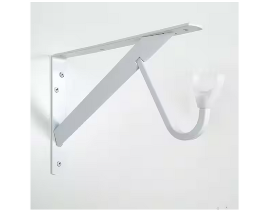 Everbilt 8 in. x 12.4 in. x 1.05 in. White Steel Shelf and Rod Bracket Heavy Duty 300 lbs.