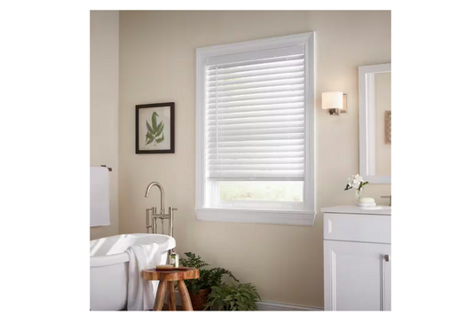 Home Decorators Collection White Cordless Faux Wood Blinds for Windows with 2 in. Slats - 72 in. W x 48 in. L (Actual Size 71.5 in. W x 48 in. L)