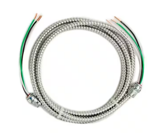 Southwire 8 ft., 12/2 Solid CU MC (Metal Clad) Armorlite Modular Assembly Quick Cable Whip