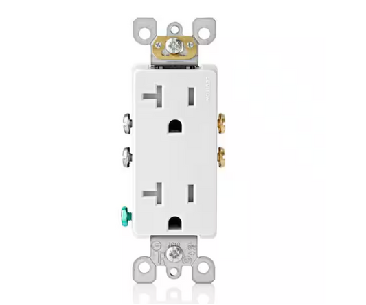 Leviton Decora 20 Amp 125 V Tamper Resistant Duplex Outlet/Receptacle, White (1-Pack) T5825-W