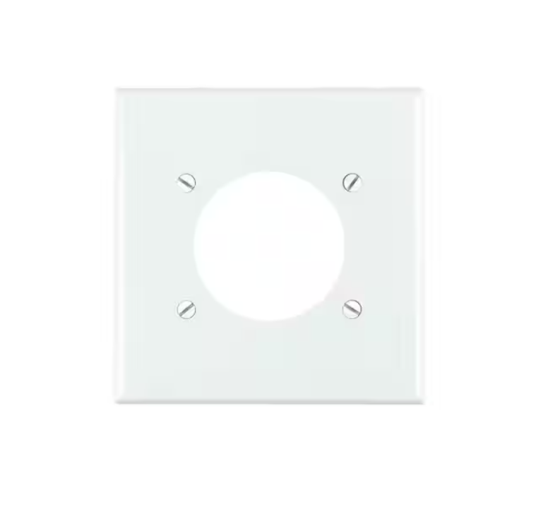 Leviton 2-Gang White 2.145 in. Single Outlet/Receptacle Nylon Standard Wall Plate (1-Pack) 80726-W