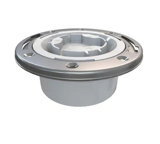 Oatey Fast Set 4 in. PVC Hub Toilet Flange with Test Cap and Stainless Steel Ring