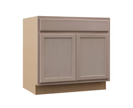 Hampton Bay Recessed Panel 36 in. W x 24 in. D x 34.5 in. H Assembled Sink Base Cabinet in Unfinished