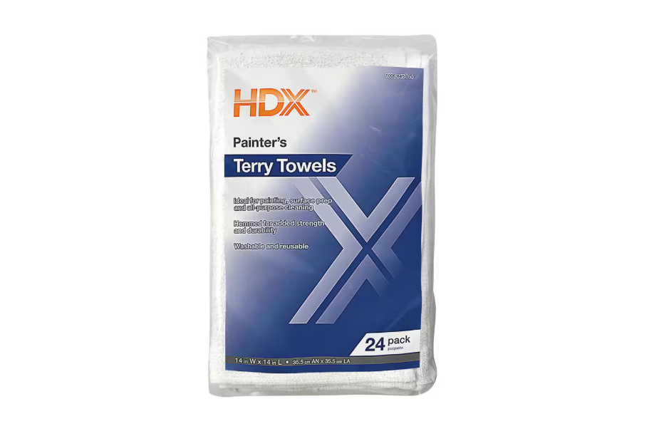HDX 14 in. x 14 in. Cotton Painter's Towels (24-Count)