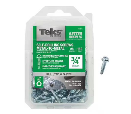 Teks #8 3/4 in. External Hex Flange Hex-Head Self-Drilling Screws (180-Pack)