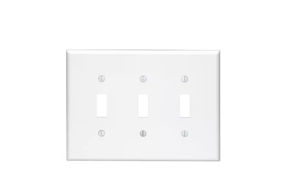 Leviton 3-Gang White Toggle Nylon Standard Wall Plate (1-Pack) PJ3-W
