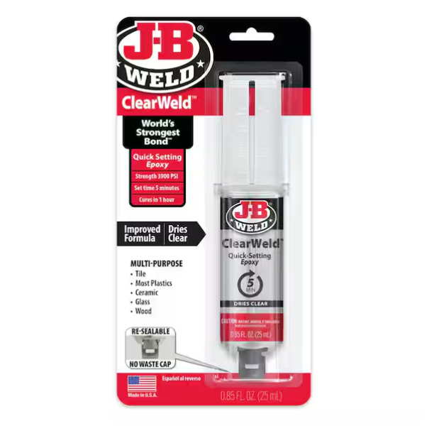 J-B Weld 0.85 oz. ClearWeld Quick-Set Epoxy Syringe