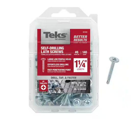 Teks 8 x 1-1/4 in. Phillips Truss Head Drill Point Lath Screws (140-Pack)
