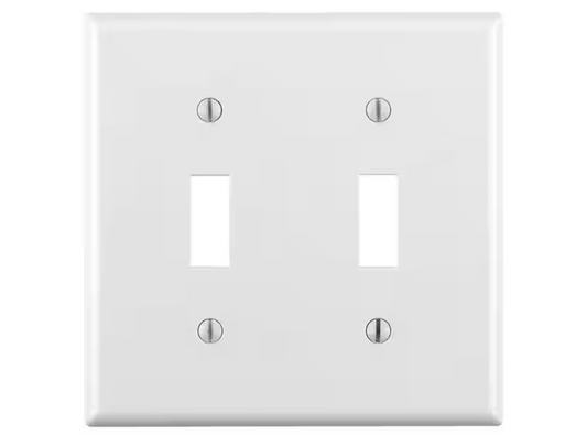 Leviton 2-Gang White Toggle Plastic Standard Wall Plate (1-Pack) 88009-W
