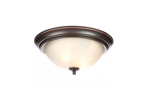 13 in. 2-Light Oil Rubbed Bronze Flush Mount