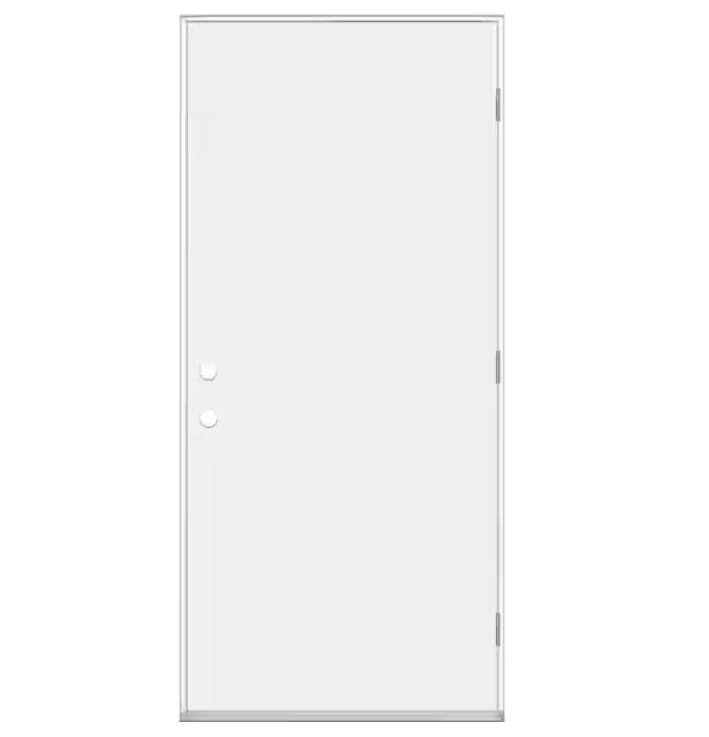 Masonite 36 in. x 80 in. Premium Flush Left Hand/Outswing Primed Steel Prehung Front Door No Brickmold