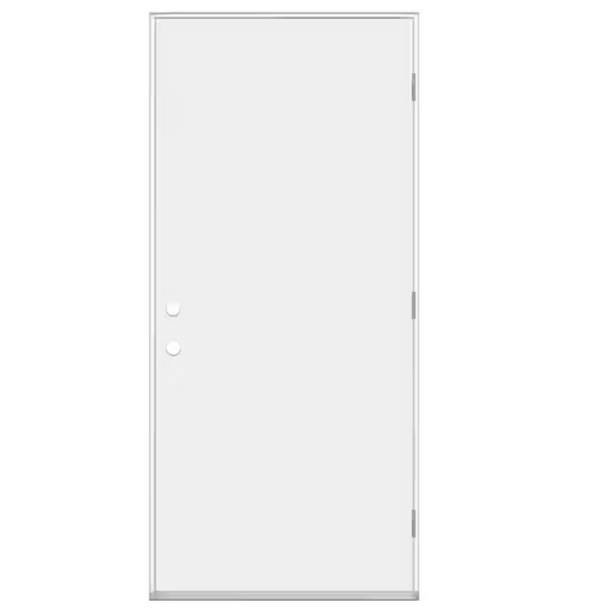 Masonite 36 in. x 80 in. Premium Flush Left Hand/Outswing Primed Steel Prehung Front Door No Brickmold