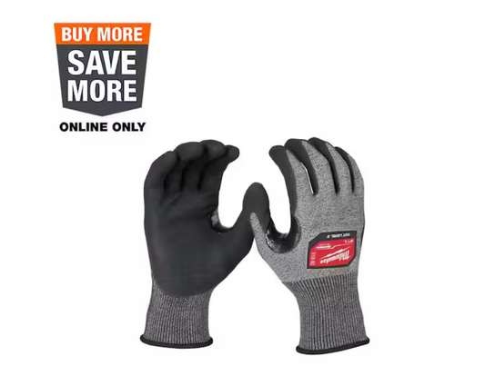 Milwaukee Large High Dexterity Cut Level 3 Resistant Nitrile Dipped Outdoor and Work Gloves