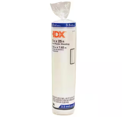 HDX 10 ft. x 25 ft. Clear 3.5 mil Plastic Sheeting