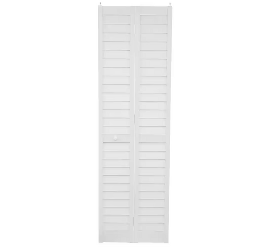 Home Fashion Technologies 24 in. x 80 in. 3 in. Louver/Louver White PVC Composite Interior Closet Bi-Fold Door