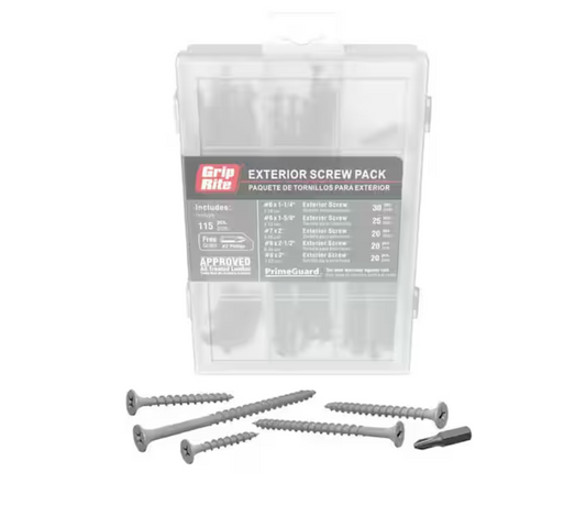 Grip-Rite Assorted Outdoor Use Screw Pack 115 per Box