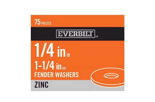 Everbilt 1/4 in. x 1-1/4 in. Zinc-Plated Fender Washer (75-Piece)