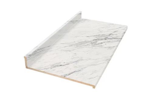 Hampton Bay 8 ft. Straight Laminate Countertop in Textured Calcutta Marble with Eased Edge and Integrated Backsplash