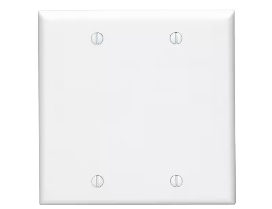 Leviton 2-Gang White Blank Plate Plastic Standard Wall Plate (1-Pack) 88025-W