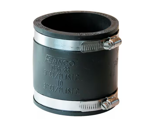 Fernco 3 in. x 3 in. PVC DWV Mechanical Flexible Coupling