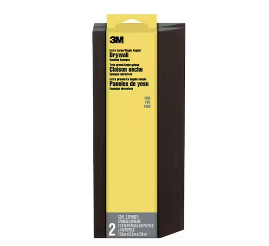 3M 2-7/8 in. x 8 in. x 1 in. Fine Extra-Large Angled Drywall Sanding Sponge (2-Pack)