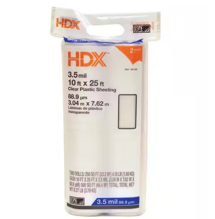 HDX 10 ft. x 25 ft. Clear 3.5 mil Plastic Sheeting (2-Pack)