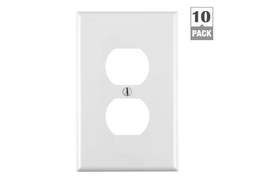 Leviton 1-Gang White Duplex Outlet/Receptacle Nylon Midway/Midsize Wall Plate (10-Pack) PJ8-WM