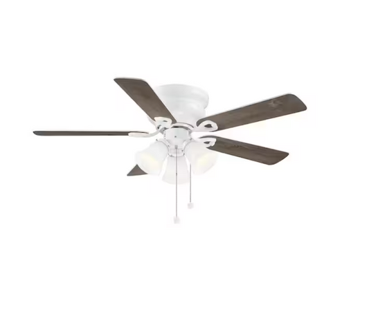 Hampton Bay Clarkston II 44 in. LED Indoor White Ceiling Fan with Light Kit