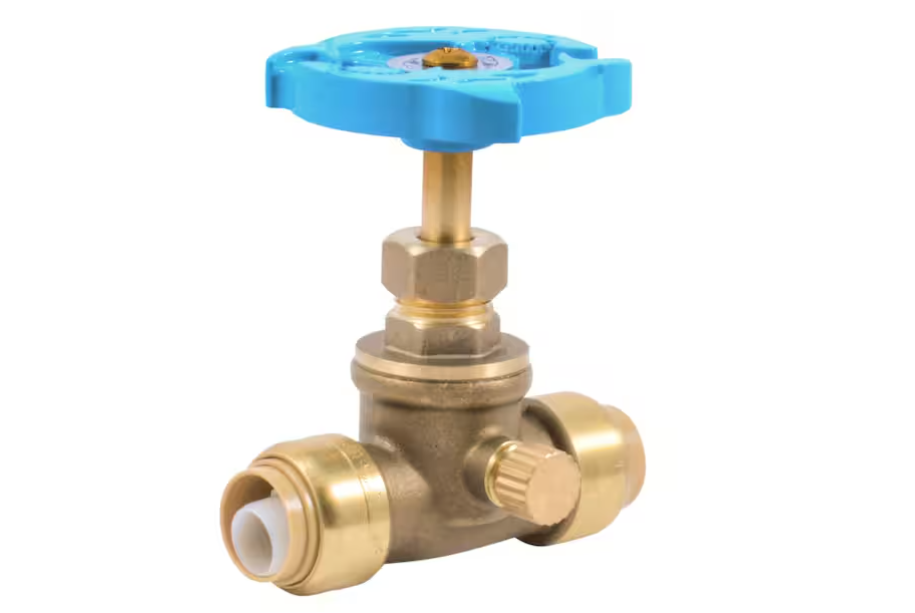 SharkBite 1/2 in. Push-to-Connect Brass Stop Valve with Drain