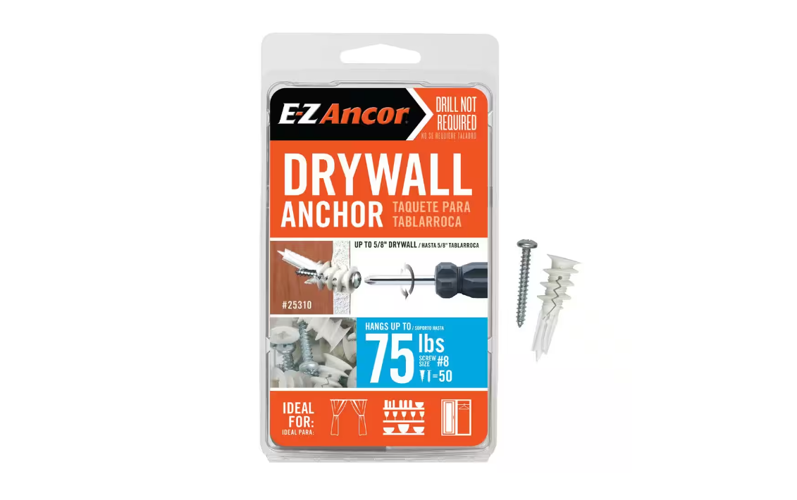 E-Z Ancor Twist-N-Lock 75 lbs. Drywall Anchors (50-Pack)