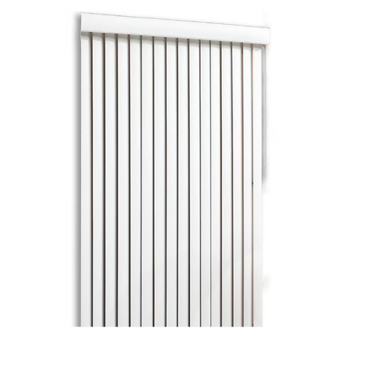 Project Source Room darkening vertical 3.5-in Slat Width 104-in x 84-in Cordless White Vinyl Room Darkening Vertical Blinds