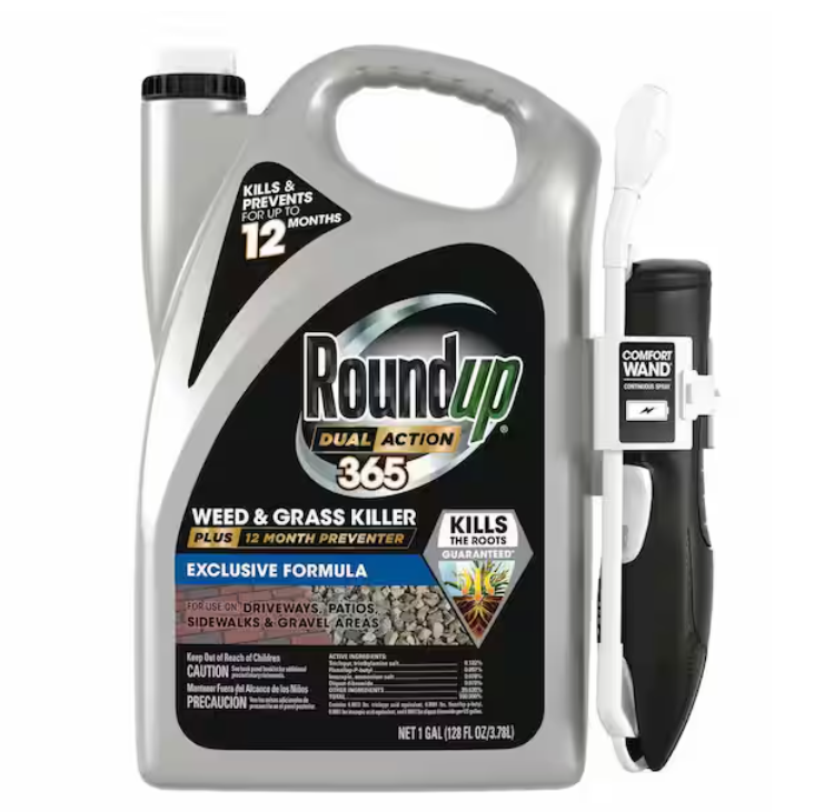 Roundup 1 Gal. Dual Action 365 Weed and Grass Killer Plus 12-Month Preventer with Comfort Wand, Kills, Prevents for up to 1-Year