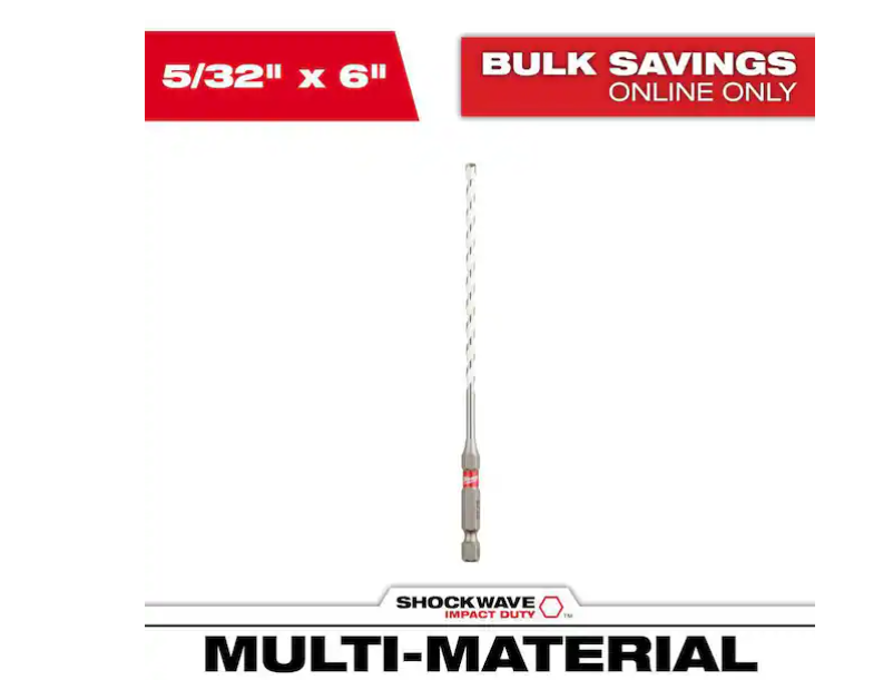 Milwaukee 5/32 in. x 4 in. x 6 in. SHOCKWAVE Carbide Multi-Material Drill Bit