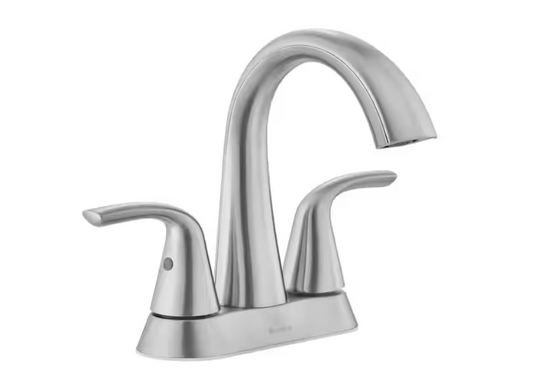 Glacier Bay Irena 4 in. Center set Double-Handle High-Arc Bathroom Faucet in Brushed Nickel