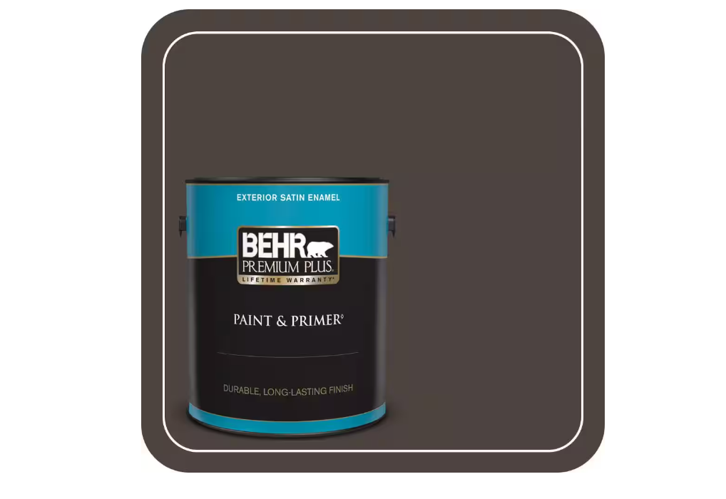 BEHR PREMIUM PLUS 1 gal. #PPU5-01 Espresso Beans Satin Enamel Exterior Paint & Primer