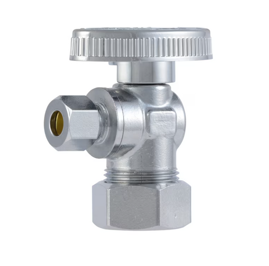 SharkBite 1/2-in Compression x 1/4-in OD Compression Brass Quarter turn Stop Angle valve