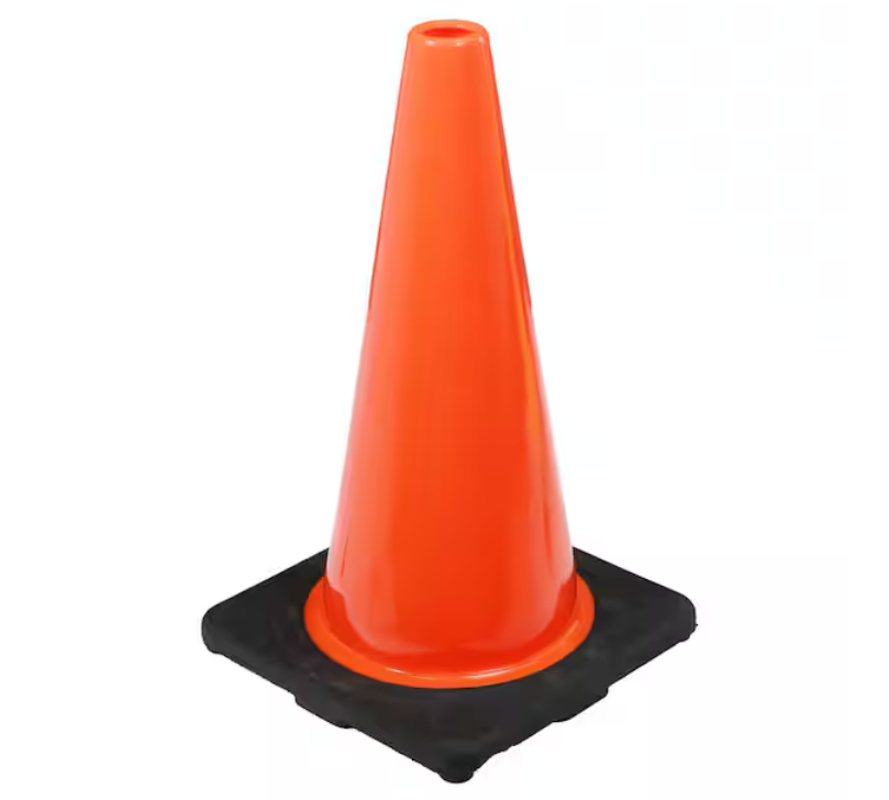 PRIVATE BRAND UNBRANDED 18 in. Orange PVC Injection Molded Safety Cone with Orange Base