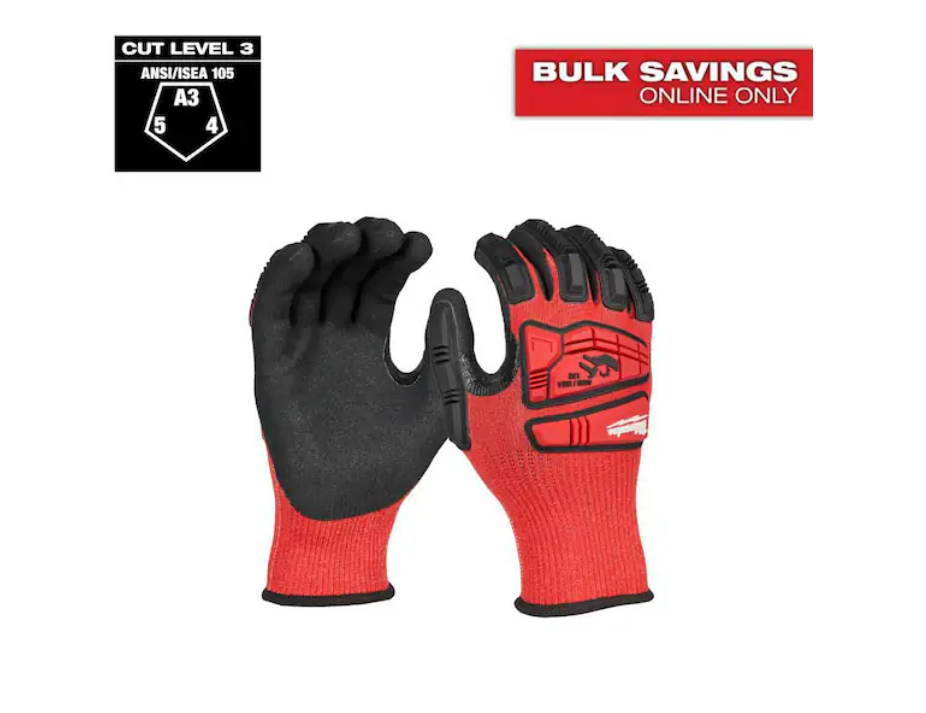 Milwaukee Large Red Nitrile Level 3 Cut Resistant Impact Gloves